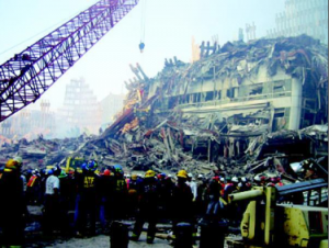 "WTC buildings' steel constructions after crashed"