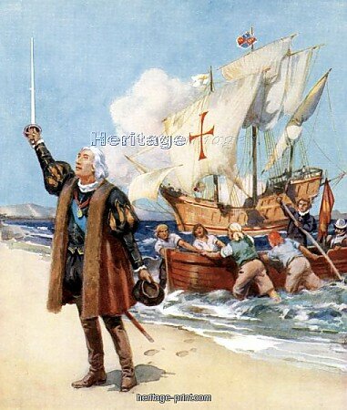 "Christopher Columbus landing in America, 1492"